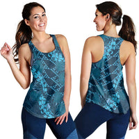 Naval Night Aloha Hawaii Women Racerback Tank Hawaiian Kakau Ohia Lehua Lei - Polynesian Pride