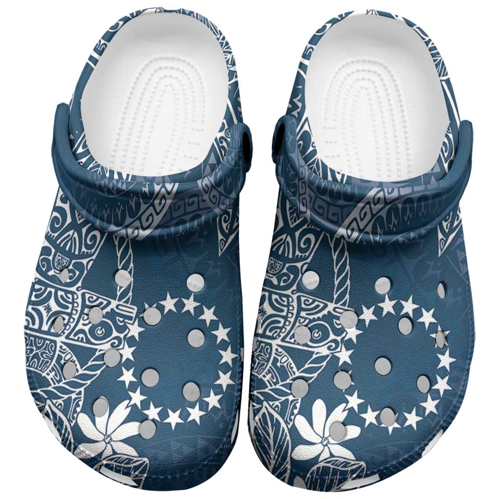 Navy Kuki Airani Tapakau Clogs Shoes Tribal Anchor Mix Tiare LT7 Navy - Polynesian Pride