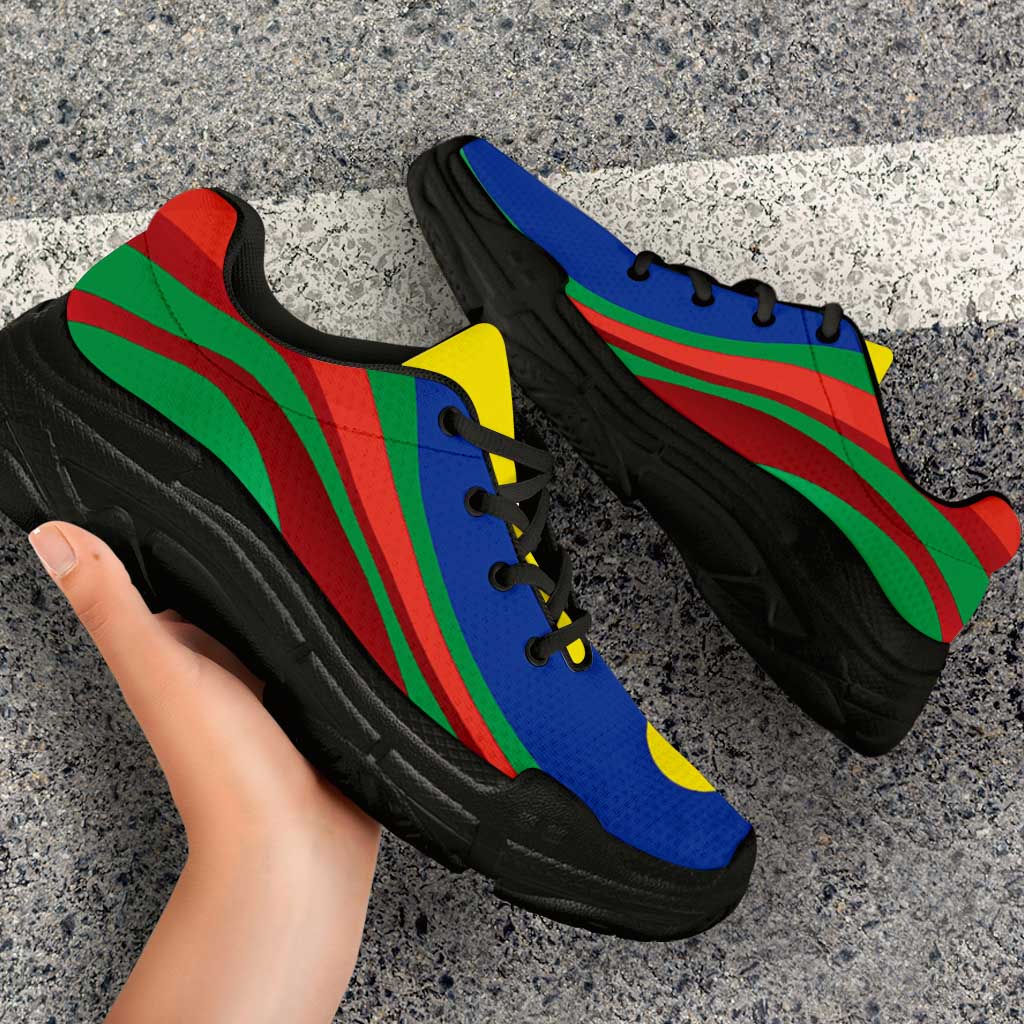 New Caledonia Chunky Sneakers Flag-Inspired Curve Style