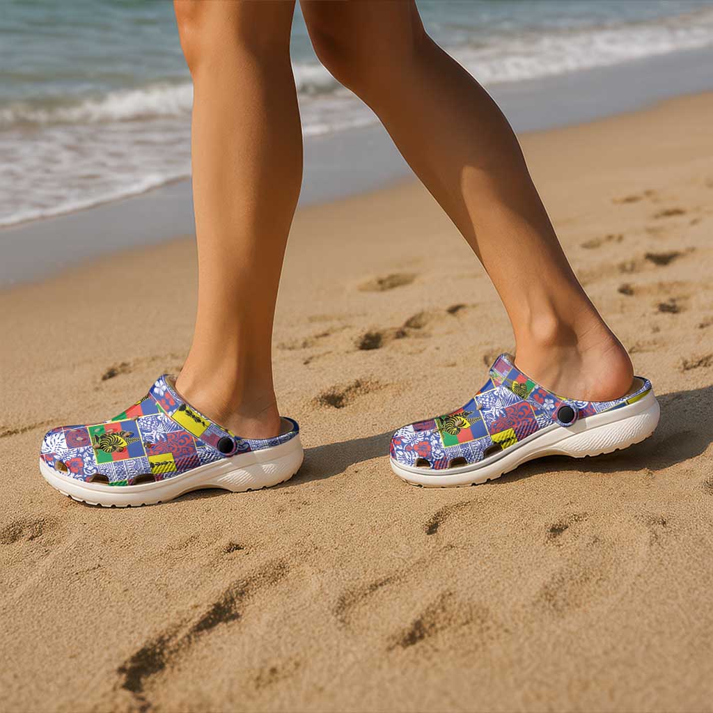 New Caledonia Joyeux Noel Clogs Shoes Pacific Patchwork Xmas Vibes - Polynesian Pride