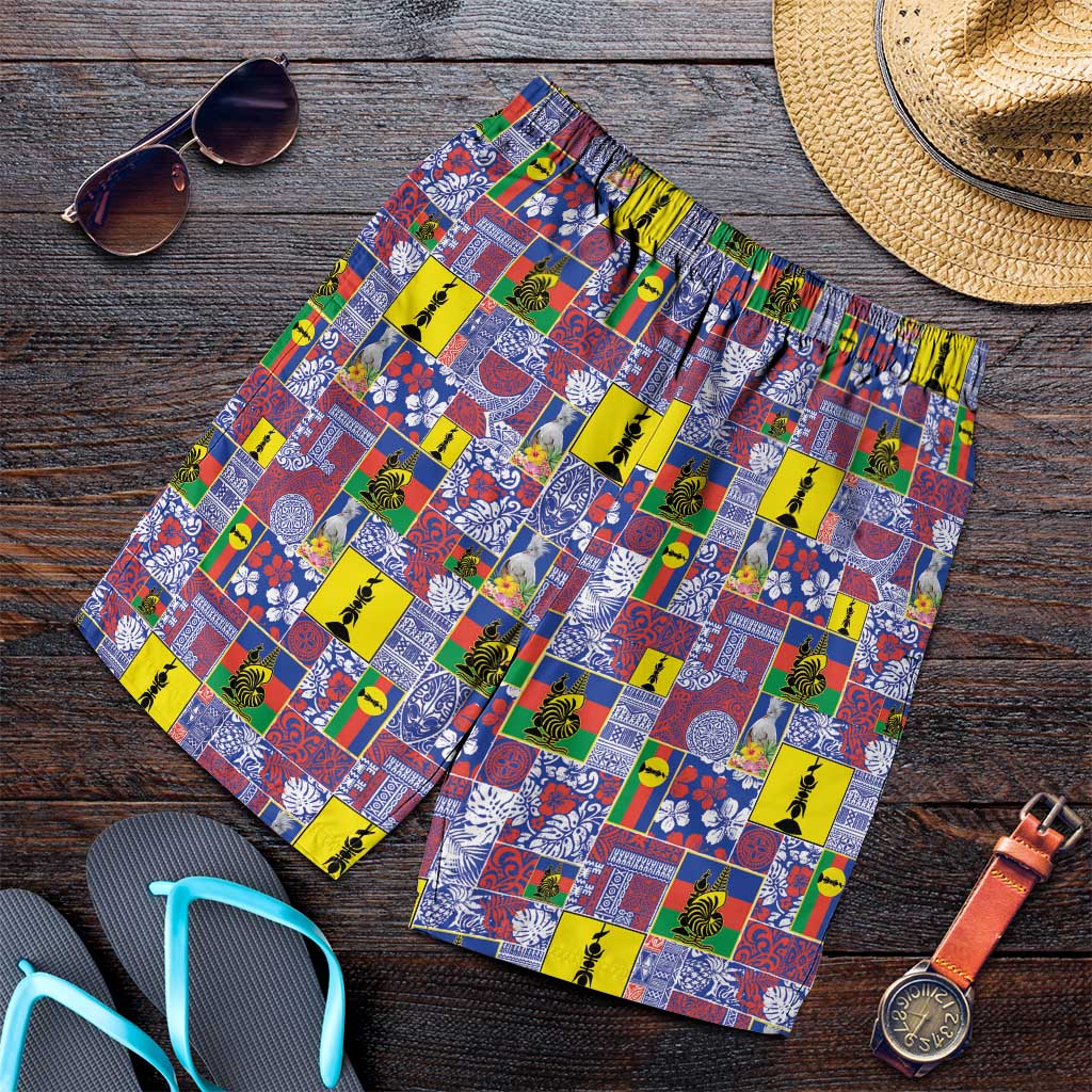 New Caledonia Joyeux Noel Shorts for Men Pacific Patchwork Xmas Vibes - Polynesian Pride