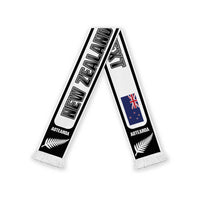 New Zealand 2026 Football Personalised Soccer Scarf Aotearoa Kia Kaha White Fern LT14 White Fringe One Size Black - Polynesian Pride