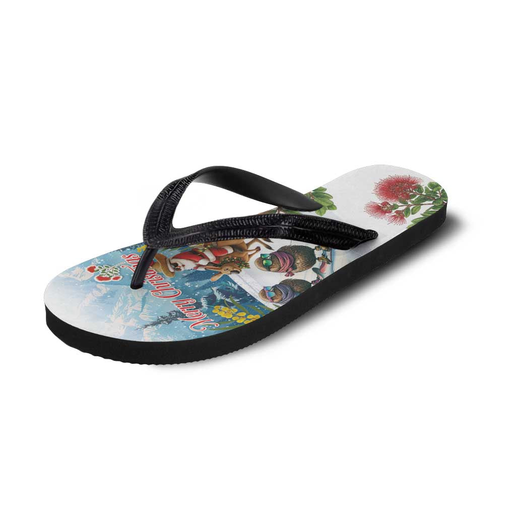 New Zealand and Australia Merry Christmas Flip Flops Kiwi Birds Skiing and Koala Santa Riding Kangaroo