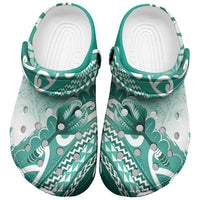 New Zealand Aotearoa Darts Masters Clogs Shoes Maori Art Tattoo with Tribal Dart Symbol Teal Color LT03 Teal - Polynesian Pride