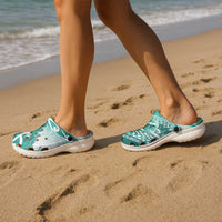 New Zealand Aotearoa Darts Masters Clogs Shoes Maori Art Tattoo with Tribal Dart Symbol Teal Color LT03 - Polynesian Pride