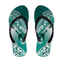 New Zealand Aotearoa Darts Masters Flip Flops Maori Art Tattoo with Tribal Dart Symbol Teal Color LT03 Teal - Polynesian Pride