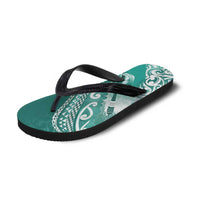 New Zealand Aotearoa Darts Masters Flip Flops Maori Art Tattoo with Tribal Dart Symbol Teal Color LT03 - Polynesian Pride