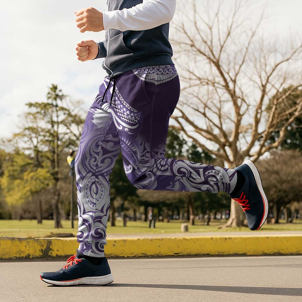 New Zealand Aotearoa Darts Masters Jogger Pants Maori Art Tattoo with Tribal Dart Symbol Purple LT03 - Polynesian Pride