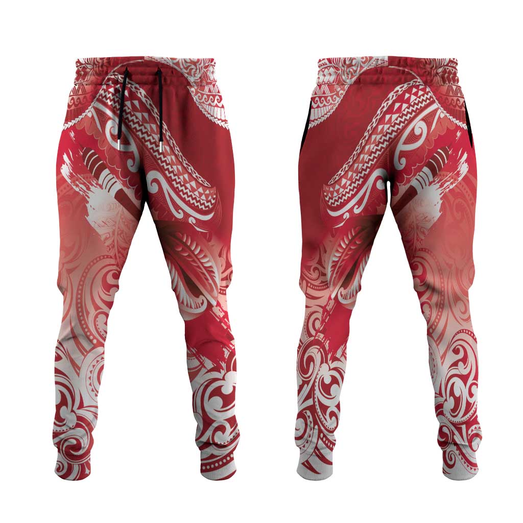New Zealand Aotearoa Darts Masters Jogger Pants Maori Art Tattoo with Tribal Dart Symbol Red - Polynesian Pride