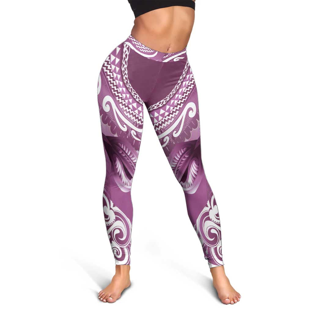 New Zealand Aotearoa Darts Masters Leggings Maori Art Tattoo with Tribal Dart Symbol Pink LT03 - Polynesian Pride