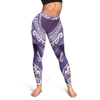 New Zealand Aotearoa Darts Masters Leggings Maori Art Tattoo with Tribal Dart Symbol Purple LT03 - Polynesian Pride