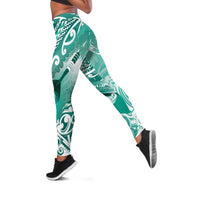 New Zealand Aotearoa Darts Masters Leggings Maori Art Tattoo with Tribal Dart Symbol Teal Color LT03 Teal - Polynesian Pride
