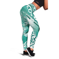 New Zealand Aotearoa Darts Masters Leggings Maori Art Tattoo with Tribal Dart Symbol Teal Color LT03 - Polynesian Pride