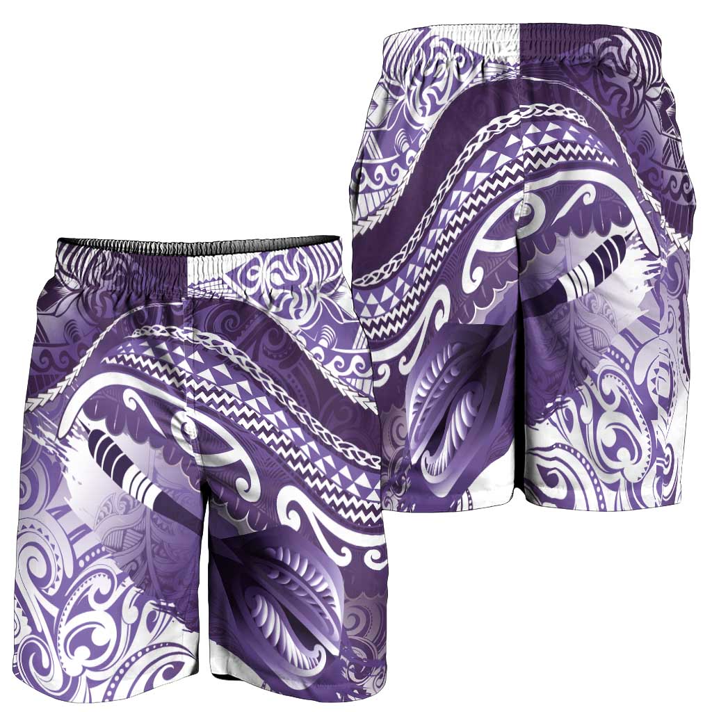New Zealand Aotearoa Darts Masters Shorts for Men Maori Art Tattoo with Tribal Dart Symbol Purple LT03 - Polynesian Pride