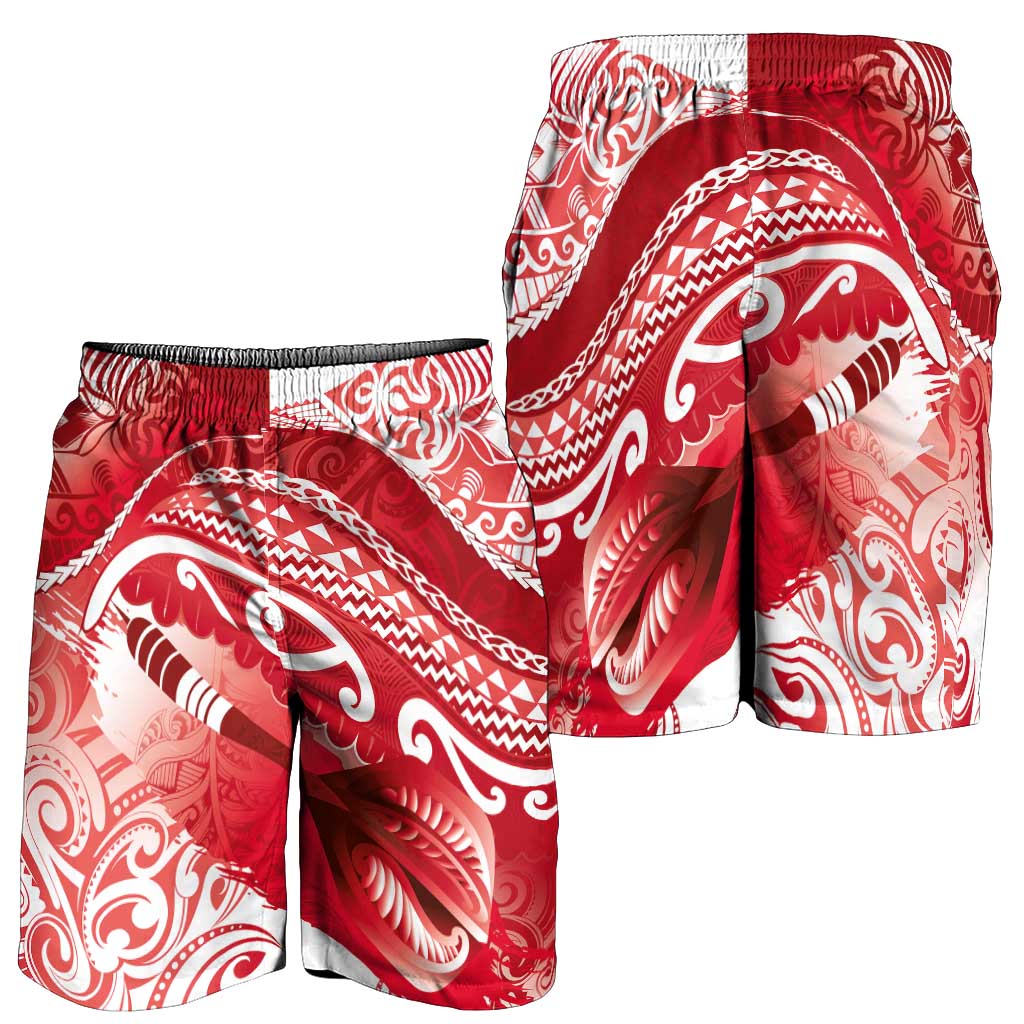 New Zealand Aotearoa Darts Masters Shorts for Men Maori Art Tattoo with Tribal Dart Symbol Red LT03 - Polynesian Pride