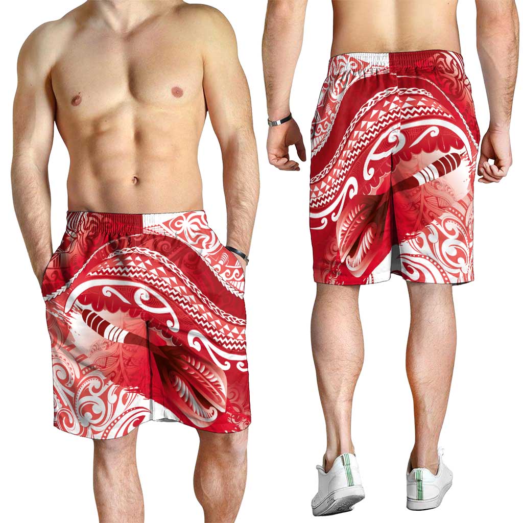 New Zealand Aotearoa Darts Masters Shorts for Men Maori Art Tattoo with Tribal Dart Symbol Red LT03 - Polynesian Pride