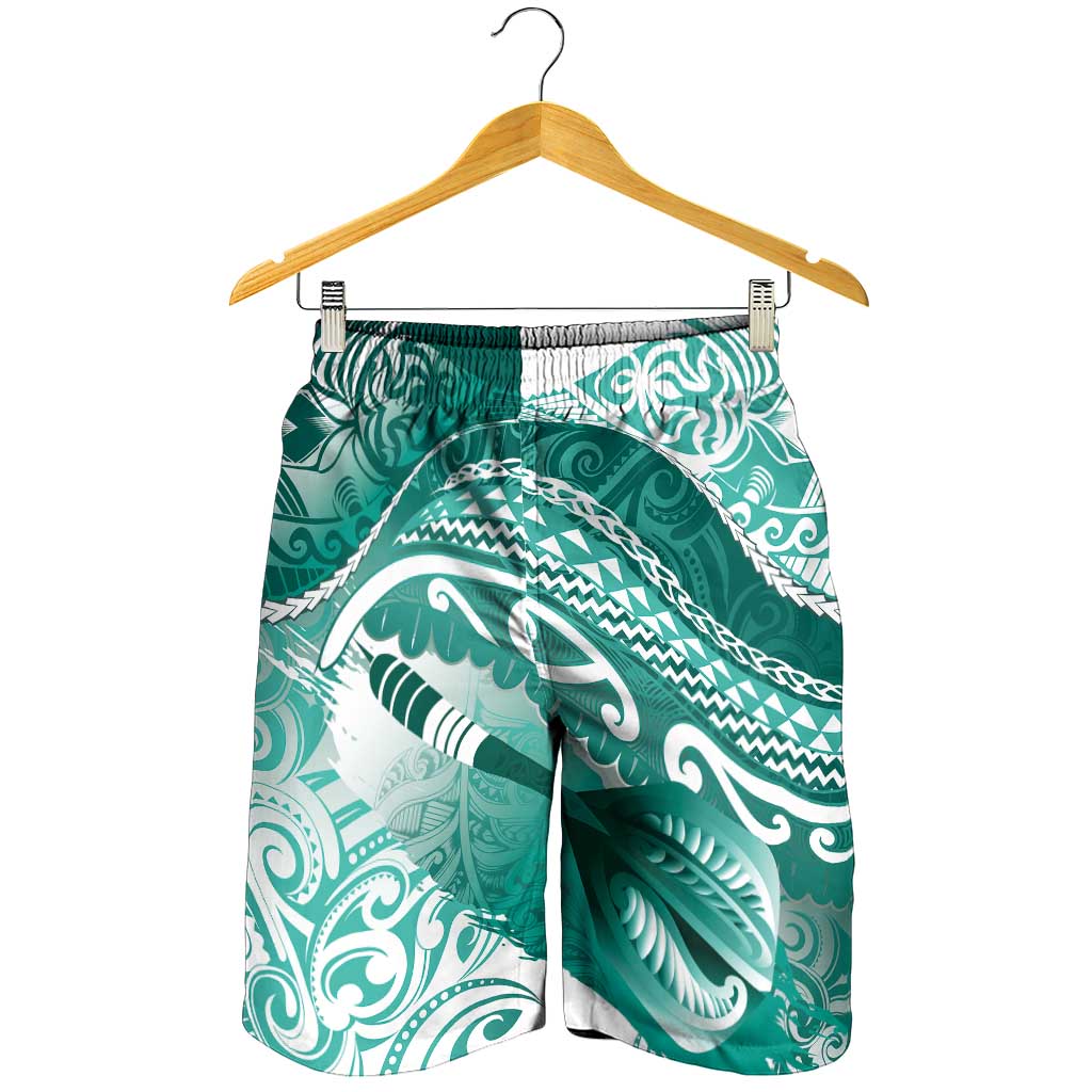 New Zealand Aotearoa Darts Masters Shorts for Men Maori Art Tattoo with Tribal Dart Symbol Teal Color LT03 - Polynesian Pride