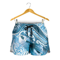 New Zealand Aotearoa Darts Masters Shorts for Women Maori Art Tattoo with Tribal Dart Symbol Blue LT03 - Polynesian Pride