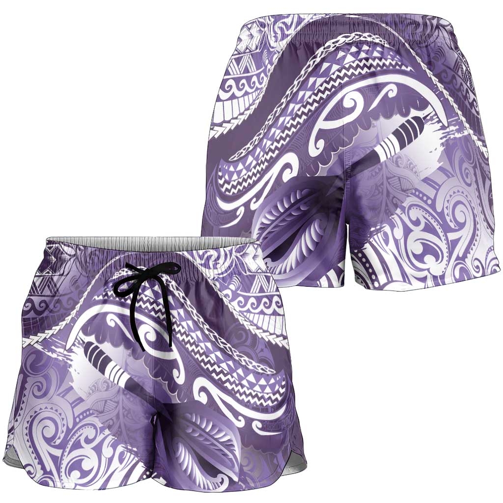 New Zealand Aotearoa Darts Masters Shorts for Women Maori Art Tattoo with Tribal Dart Symbol Purple LT03 - Polynesian Pride
