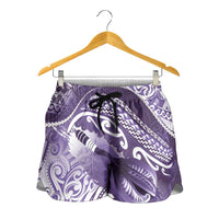New Zealand Aotearoa Darts Masters Shorts for Women Maori Art Tattoo with Tribal Dart Symbol Purple LT03 - Polynesian Pride