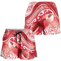 New Zealand Aotearoa Darts Masters Shorts for Women Maori Art Tattoo with Tribal Dart Symbol Red LT03 - Polynesian Pride