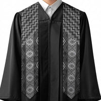 New Zealand Aotearoa Graduation Stole Black Poutama With Taniko Pattern