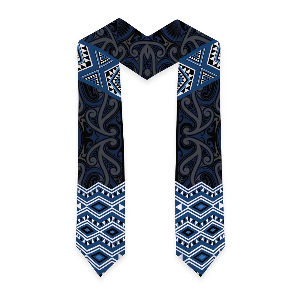 New Zealand Aotearoa Graduation Stole Blue Taniko Art Maori Pattern
