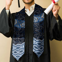 New Zealand Aotearoa Graduation Stole Blue Taniko Art Maori Pattern