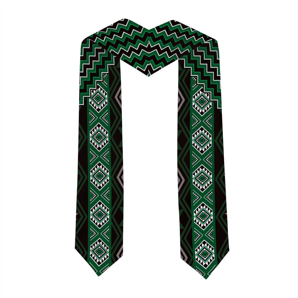 New Zealand Aotearoa Graduation Stole Green Poutama With Taniko Pattern