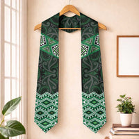 New Zealand Aotearoa Graduation Stole Green Taniko Art Maori Pattern