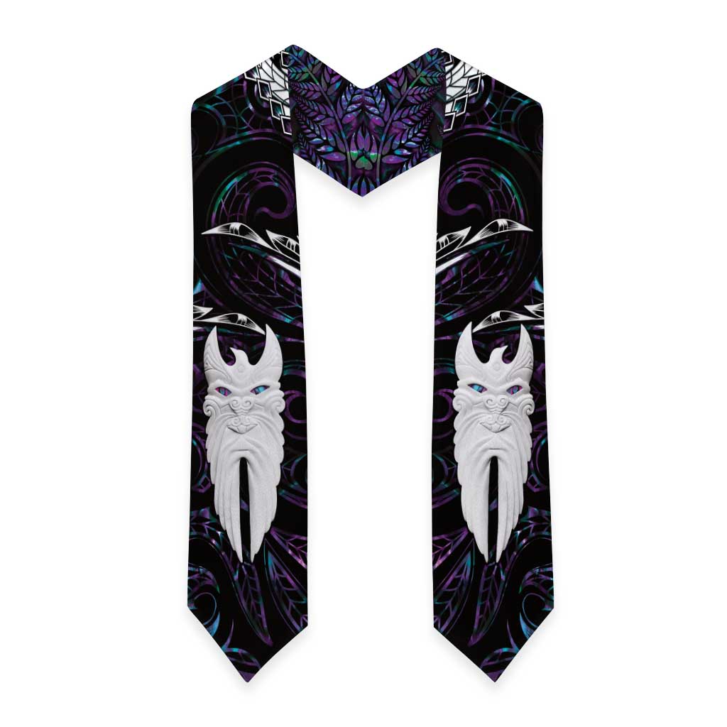 New Zealand Aotearoa Graduation Stole Maori Hei Rehua Paua Shell Glitter Purple