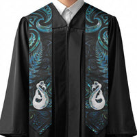 New Zealand Aotearoa Graduation Stole Maori Manaia Paua Shell Glitter Turquoise