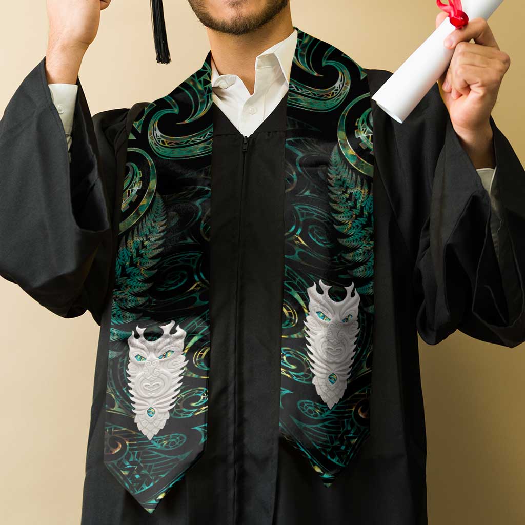 New Zealand Aotearoa Graduation Stole Maori Tane Te Waiora Paua Shell Glitter Green