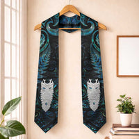New Zealand Aotearoa Graduation Stole Maori Tane Te Waiora Paua Shell Glitter Turquoise