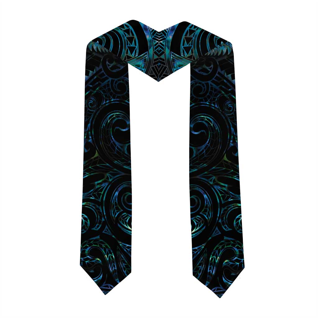 New Zealand Aotearoa Graduation Stole Maori Tane Te Waiora Paua Shell Glitter Turquoise