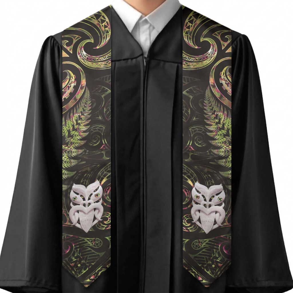 New Zealand Aotearoa Graduation Stole Maori Wheku Paua Shell Glitter Gold
