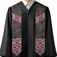 New Zealand Aotearoa Graduation Stole Red Taniko Art Maori Pattern