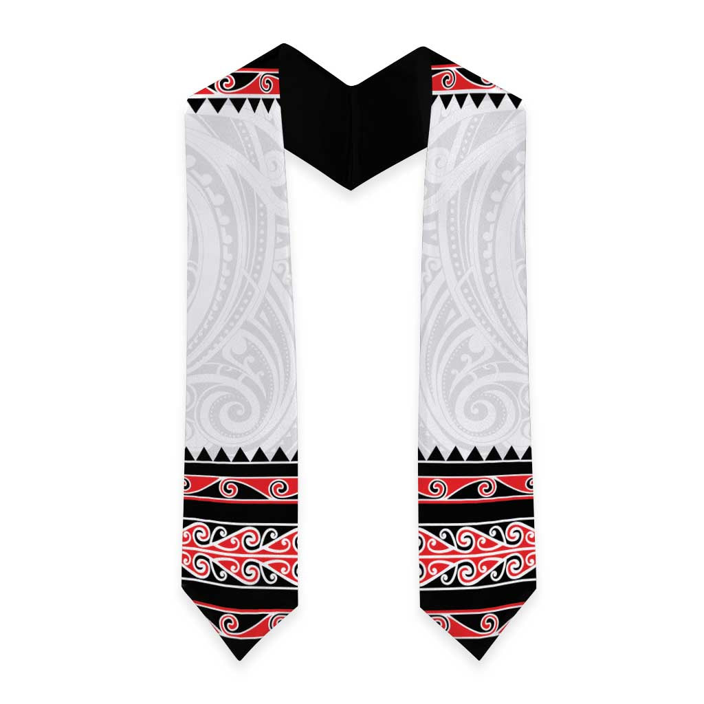 New Zealand Aotearoa Graduation Stole With Kowhaiwhai Pattern Red Version