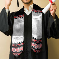 New Zealand Aotearoa Graduation Stole With Kowhaiwhai Pattern Red Version