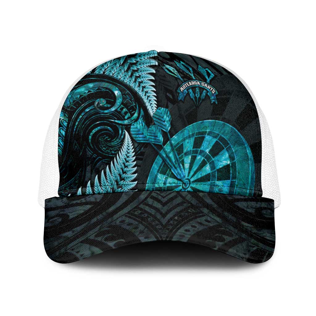 New Zealand Darts Baseball Net Cap Happiness Is A Tight Threesome Maori Paua Shell - Polynesian Pride