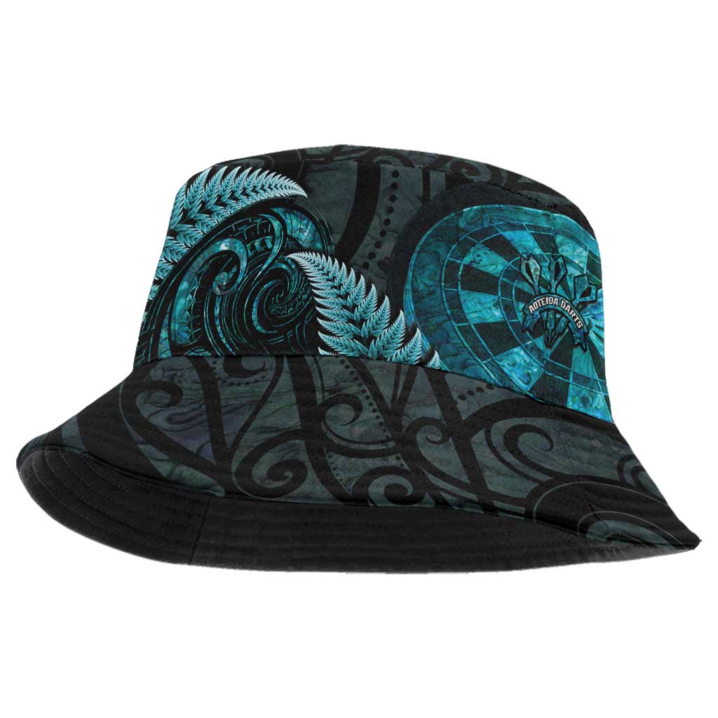 New Zealand Darts Bucket Hat Happiness Is A Tight Threesome Maori Paua Shell - Polynesian Pride