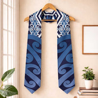 New Zealand Graduation Stole Aotearoa Kowhaiwhai Mix Taniko Art - Blue