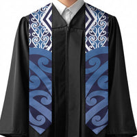 New Zealand Graduation Stole Aotearoa Kowhaiwhai Mix Taniko Art - Blue
