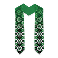 New Zealand Graduation Stole Poutama Mix Green Taniko Inspired Art