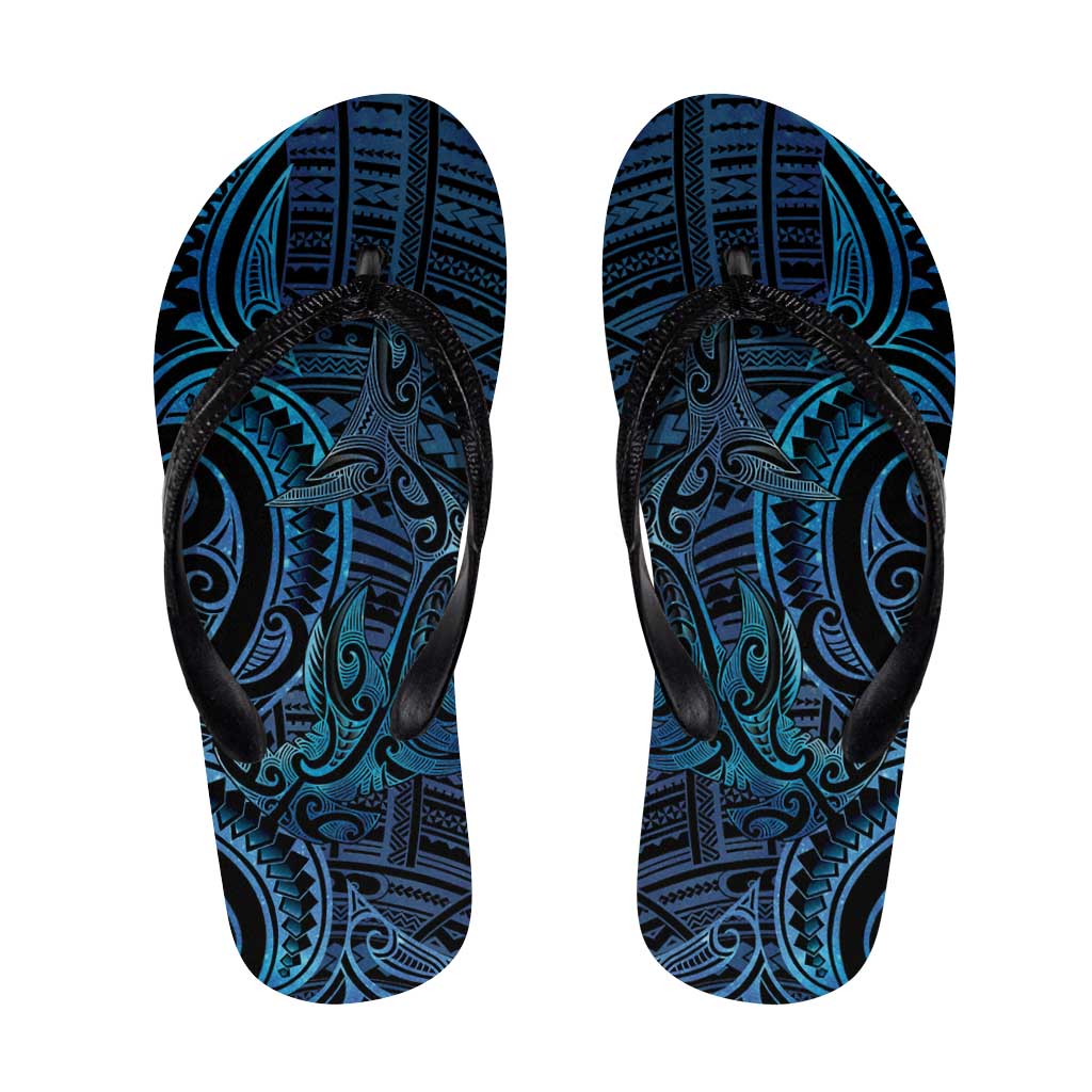 New Zealand Hammerhead Shark Flip Flops Maori Haehae Mangopare Galaxy - Polynesian Pride