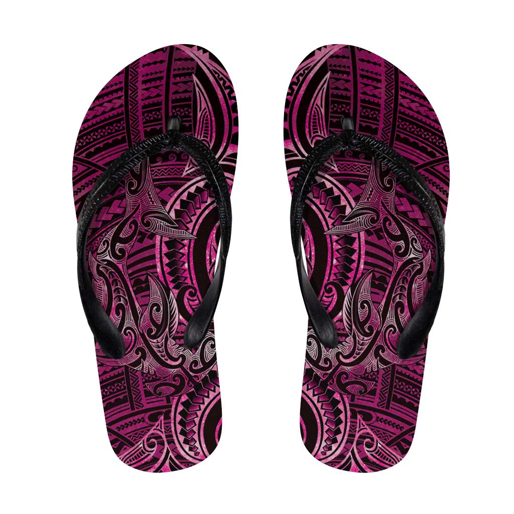 New Zealand Hammerhead Shark Flip Flops Maori Haehae Mangopare Pink - Polynesian Pride
