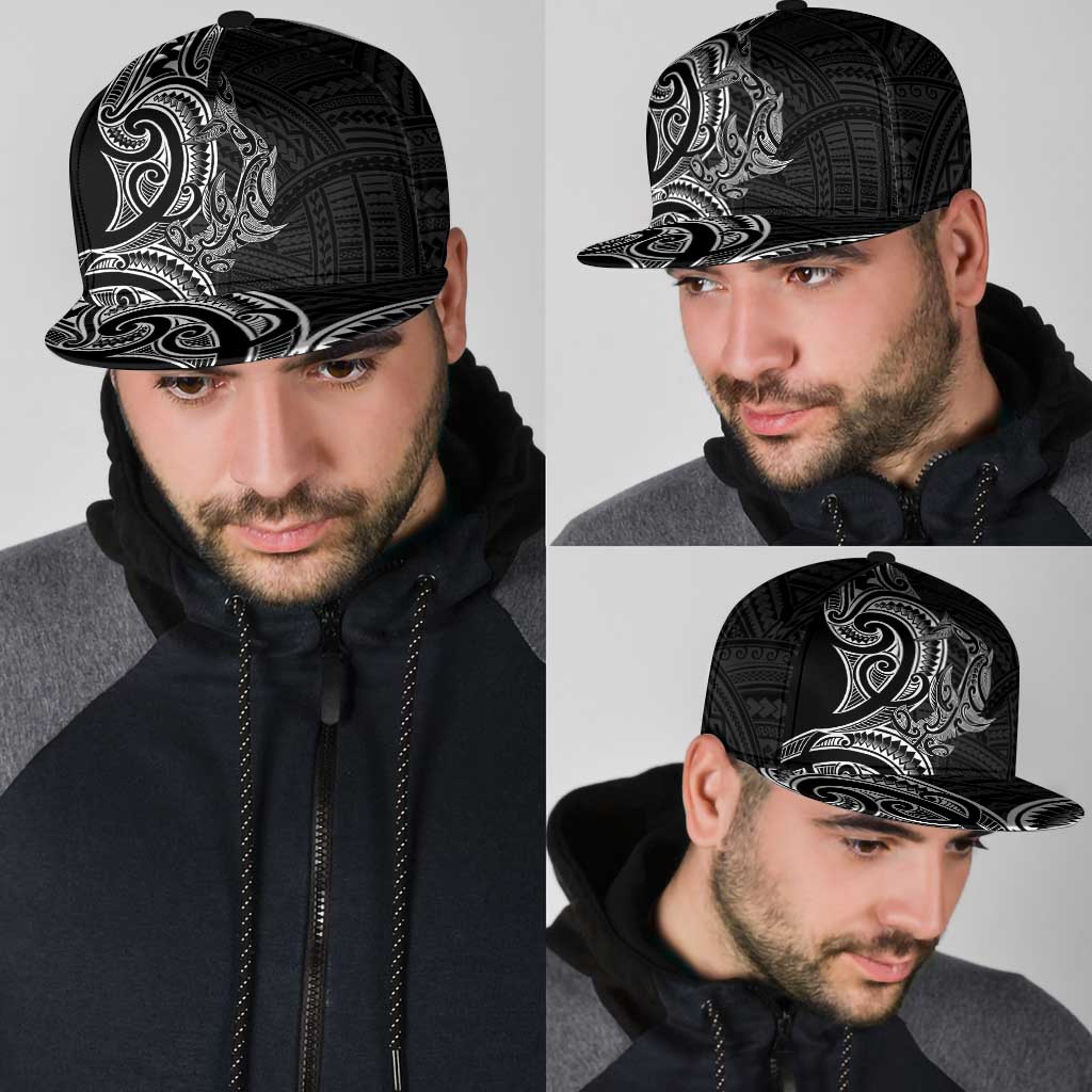 New Zealand Hammerhead Shark Snapback Cap Maori Haehae Mangopare Black - Polynesian Pride