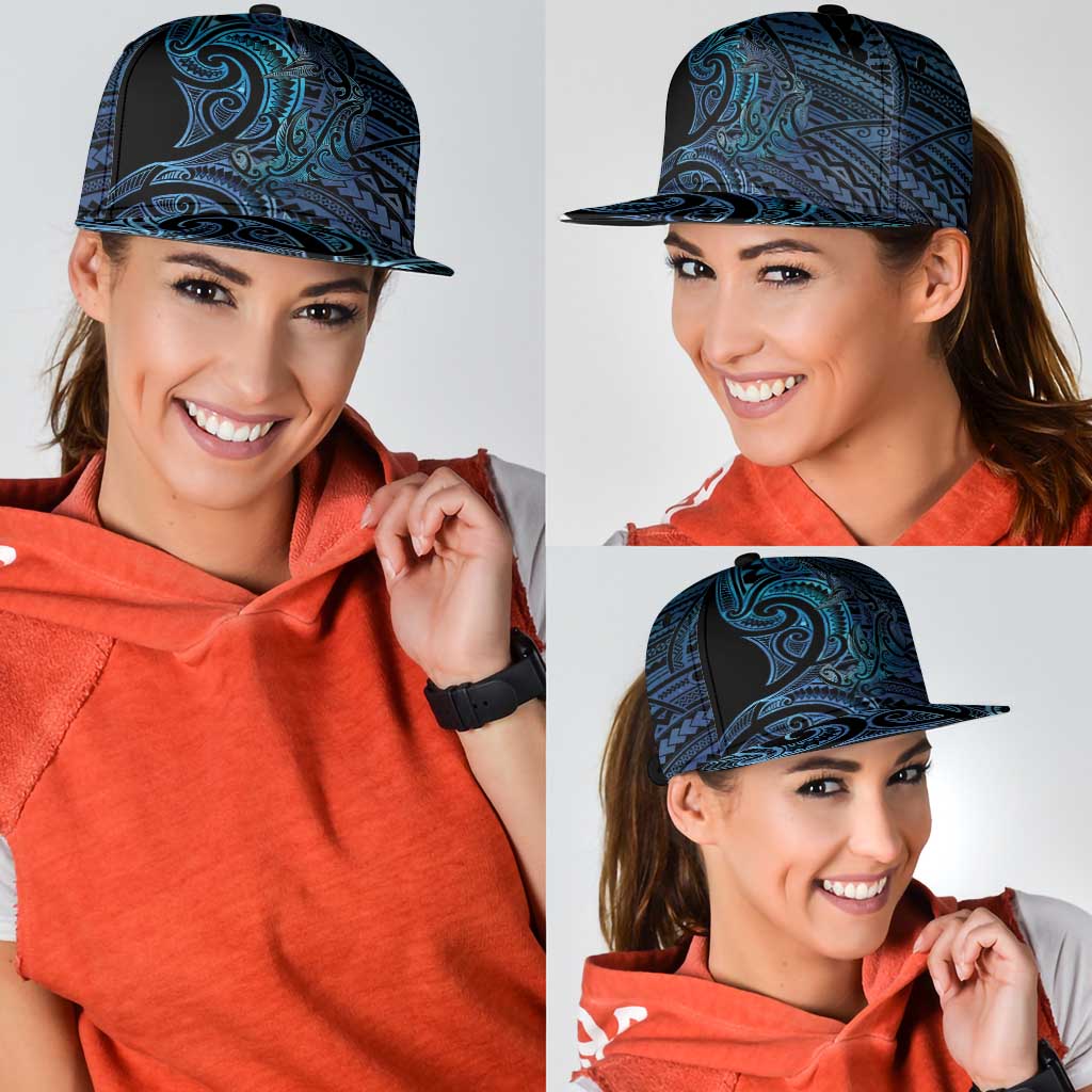 New Zealand Hammerhead Shark Snapback Cap Maori Haehae Mangopare Galaxy - Polynesian Pride