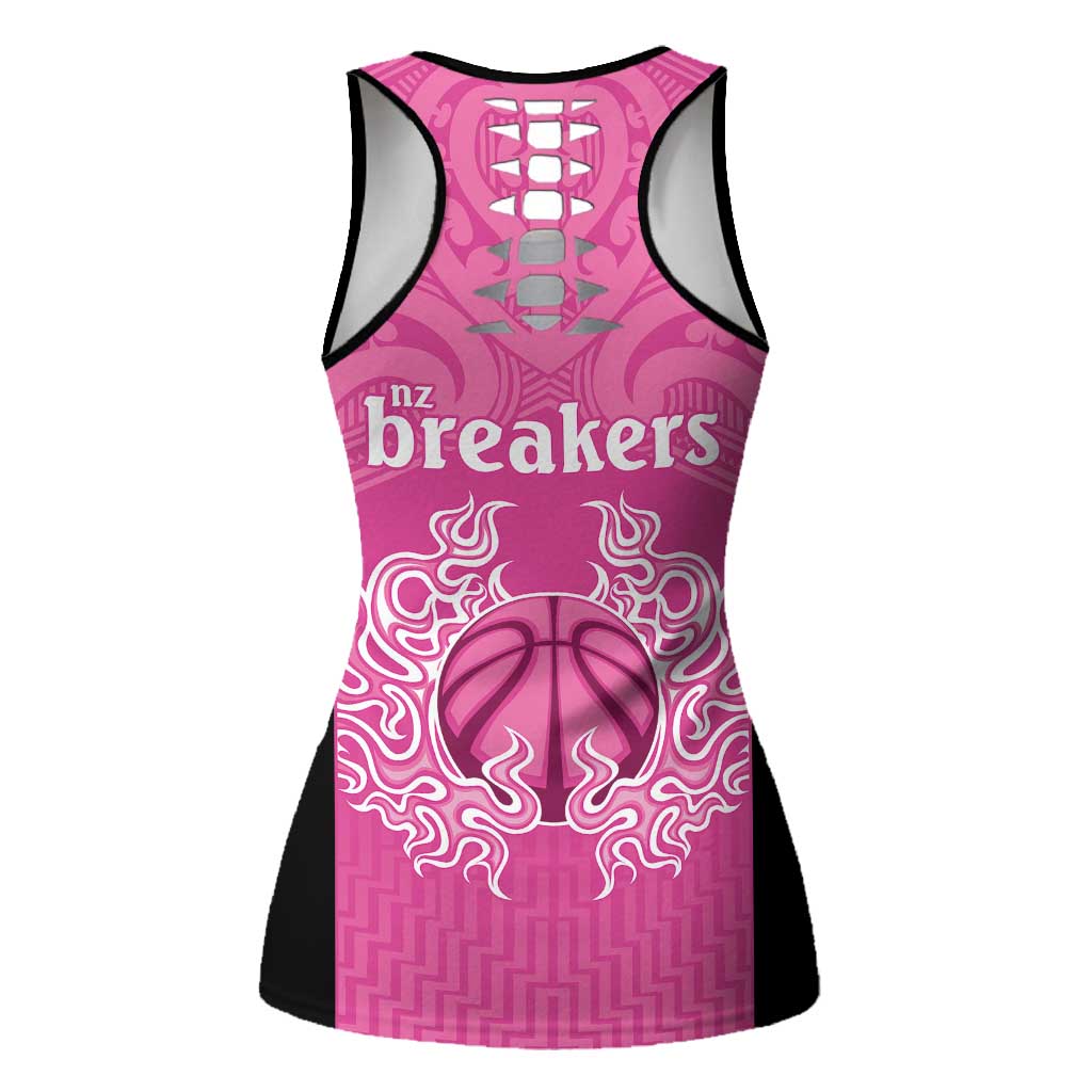 New Zealand Hollow Tank Top Fire Basketball Maori Tribal Pink - Polynesian Pride