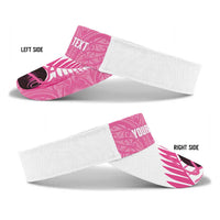 New Zealand Lawn Bowls Breast Cancer Personalised Sun Visor Cap Aotearoa Maori Silver Fern Pink Ribbon LT14 - Polynesian Pride